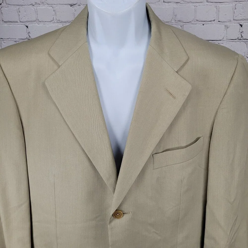 Ermenegildo Zegna Beige Silk Wool 3 Button Blazer Sport Coat Size 50 US 40